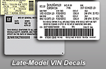 Late-Model VIN Certification Decals